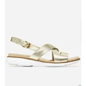 Original Cole Haan Grand Gold and White Leather Sandals 8.5 B